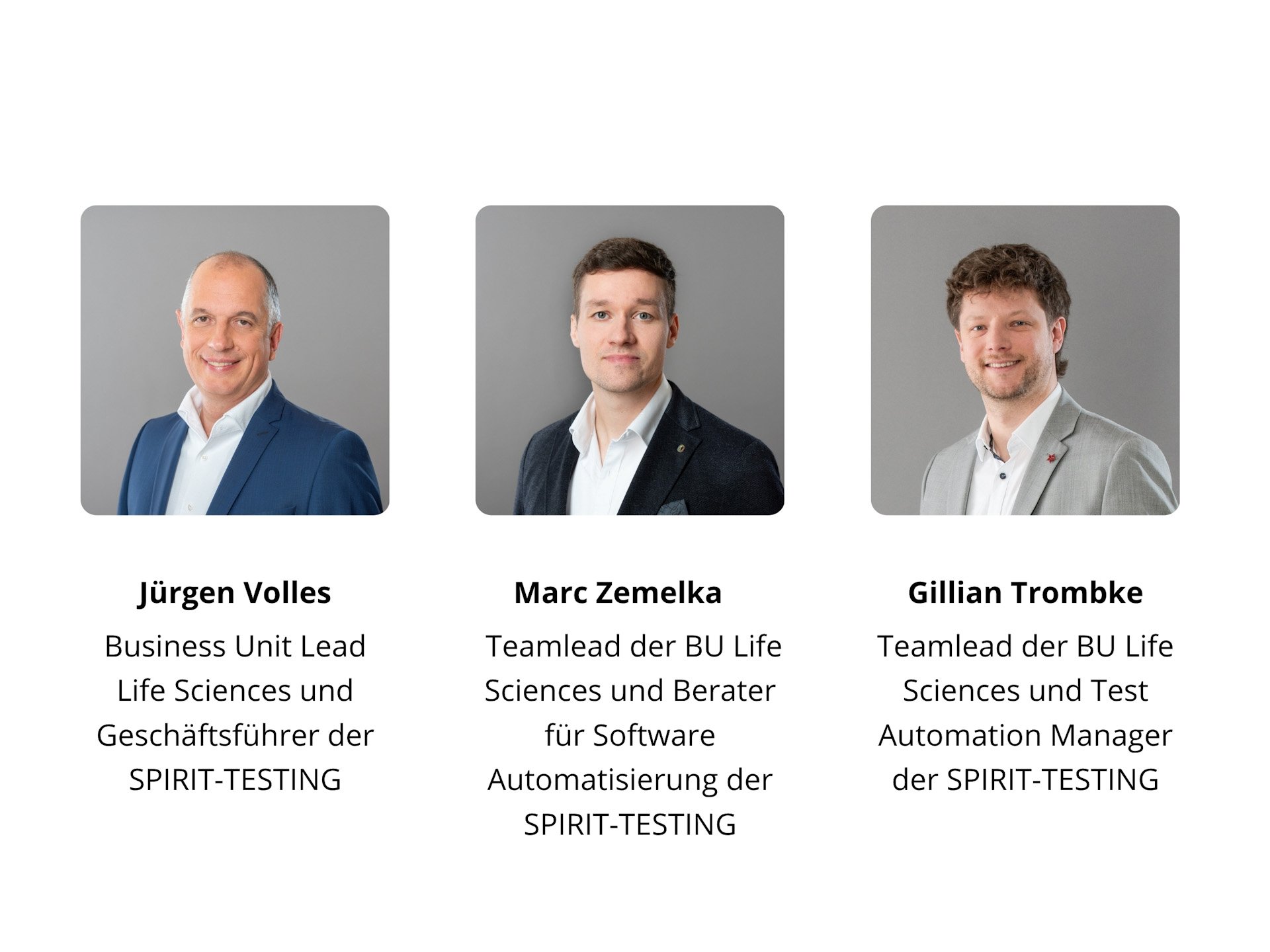 Drei Portraits der Business Unit Leads Life Sciences