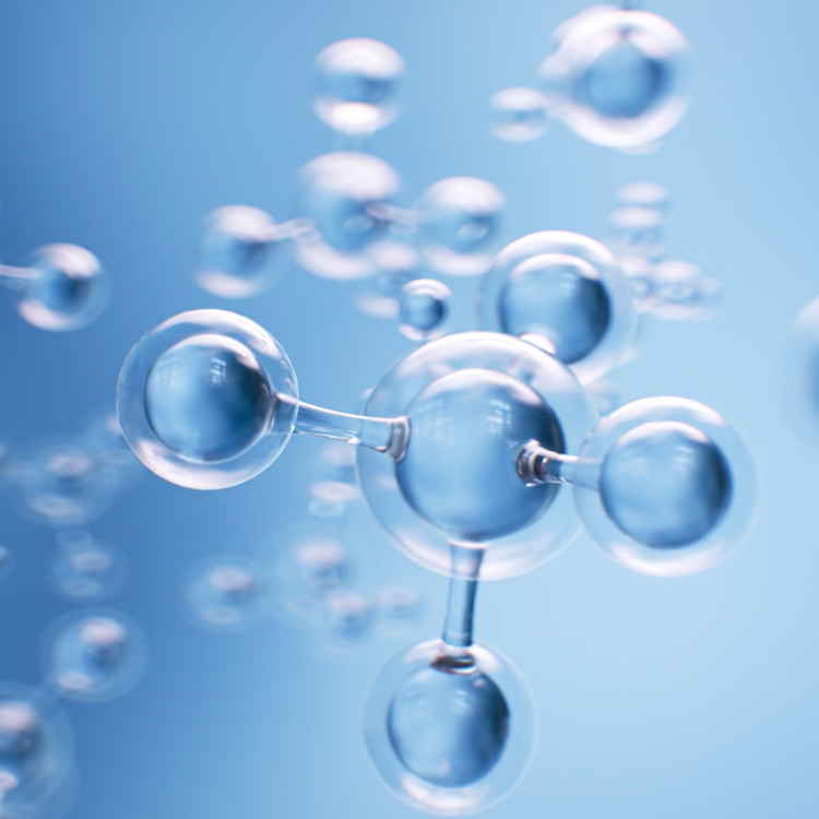 Molecules on blue background