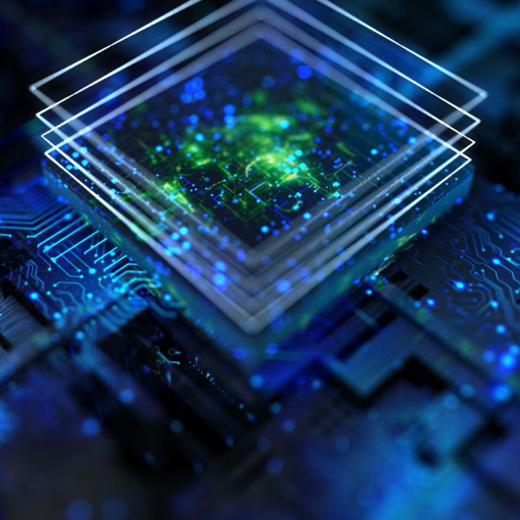 Complex Insurance IT System abstract in blue and green